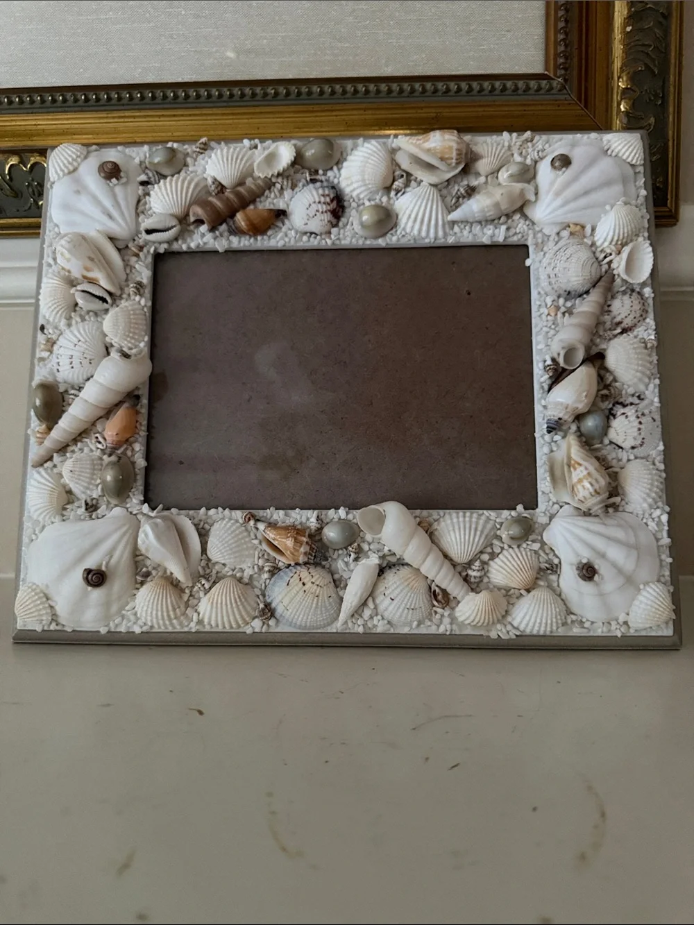 COOLEST Seashell Decorative 5” X 7” Photo Frame - White Shell Accent